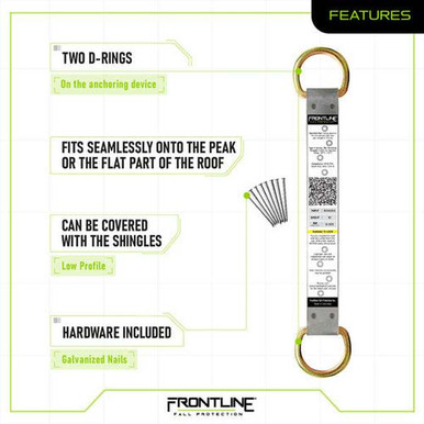 Frontline ROSU02SS Stainless Steel Permanent Use Roof Anchor, Double D-Ring, 20-Pack Frontline ROSU02SS stainless steel permanent use roof anchor with double D-rings, full product view