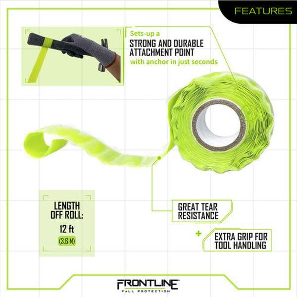 Frontline ACQW12 ToolGrip quick wrap anchoring tool tape, 12 ft self-adhesive roll, full product view