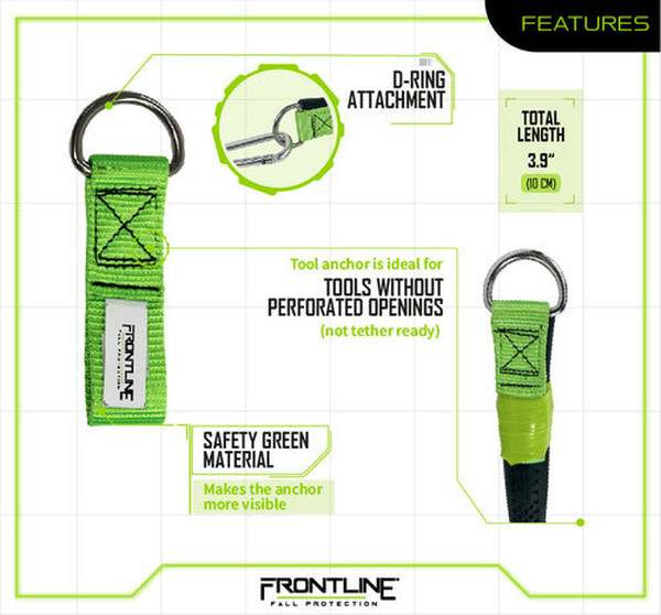 Frontline ACTLDR ToolGrip Webbing Tool D-Ring Anchor Frontline ACTLDR ToolGrip webbing tool D-ring anchor with stainless steel ring, full product view