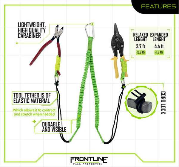 Frontline ACTLS222 ToolGrip 11 lbs Twin Tool Lanyard Frontline ACTLS222 ToolGrip 11 lb twin Y-leg elastic tool lanyard, full product view