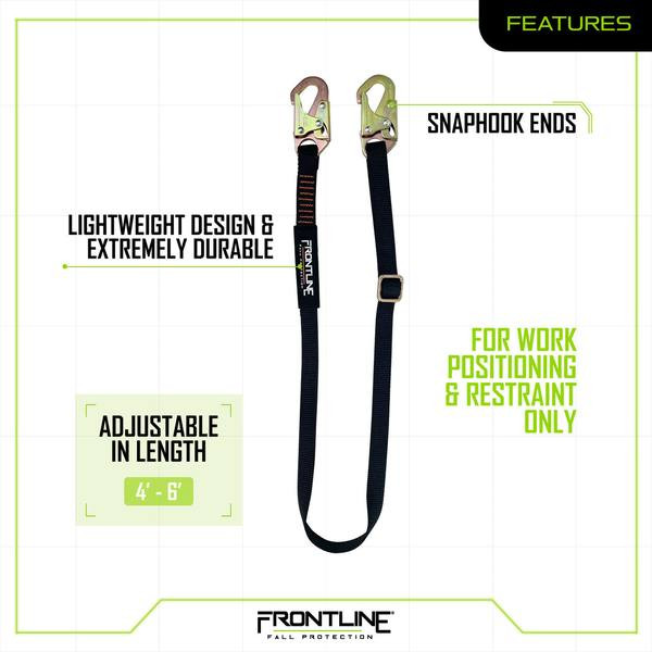 Frontline LPO61SADJ Combat 6 ft Positioning Adjustable Restraint Lanyard Frontline LPO61SADJ Combat adjustable positioning restraint lanyard, full product view