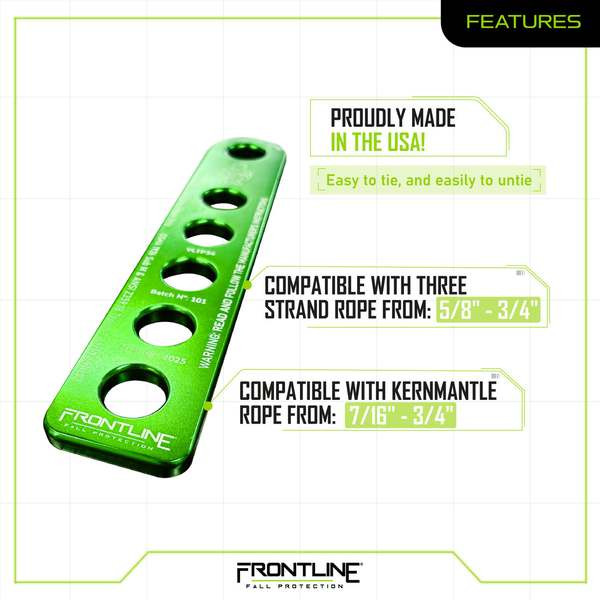 Frontline VLTP34 Rope Termination Plate Frontline VLTP34 aluminum rope termination plate with six 5/8 in holes, full product view