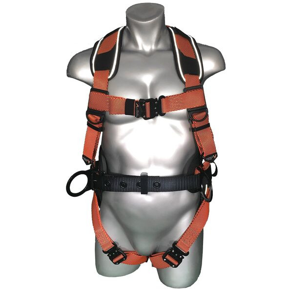 Warthog Comfort Maxx Belted Side D-Ring Harness Malta Dynamics Warthog Comfort Maxx Belted Side D-Ring Harness showing ANSI Z359.11-2021, ANSI A10.32-2012, OSHA 1910.66, and OSHA 1926 Subpart M certifications