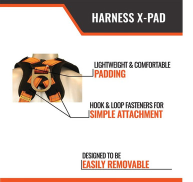 Malta Dynamics B0001 Harness X-Pad Malta Dynamics B0001 Harness X-Pad shown installed on a full body harness, breathable polyester with hook-and-loop attachment