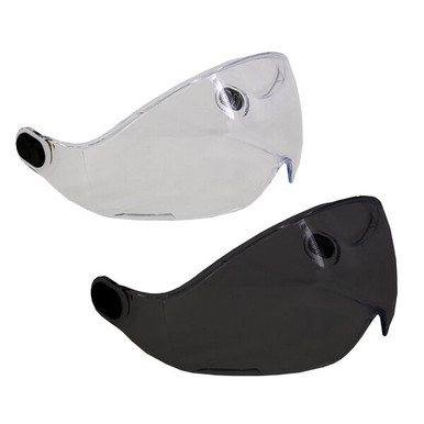 Malta Dynamics safety helmet visors in clear and tinted, anti-scratch rimless flip-up lenses for APEX safety helmets