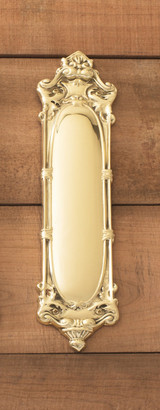 Victorian Push Plate 3-1/4in x 15-1/8in, Polished Brass