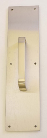 Commercial Pull Plate 4in X 16in w/Pull, Satin Stainless Steel