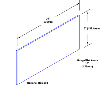 6in x 25in, 16ga, Brushed, Stainless Steel Kick Plate