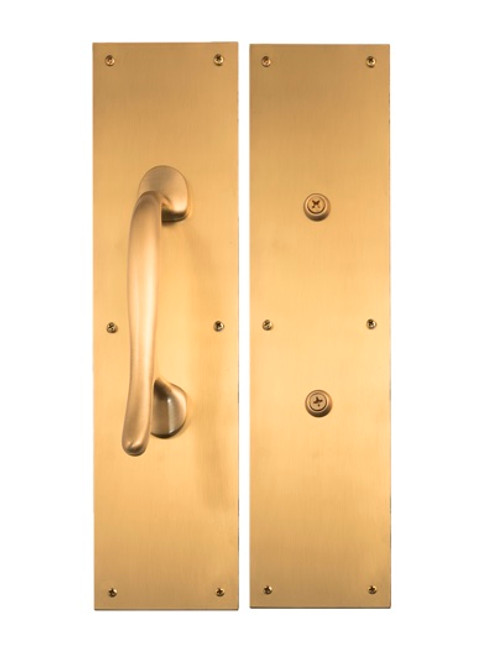 Antimicrobial Push & Pull Plate Set, 4in x 16in, Satin Brass