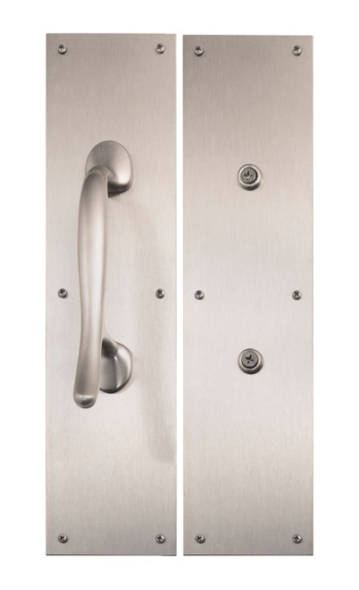 Antimicrobial Push & Pull Plate Set, 4in x 16in, Satin Nickel