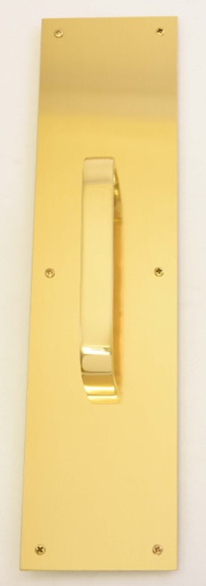 Commercial Pull Plate 3-1/2in X 15in w/Pull, Polished Brass