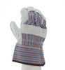 12010_ - 12010 - 125825 - 360 - Rotational view of 12010 leather palm work gloves with assorted fabric back and 2.5-inch rubberized safety cuff