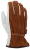 3205_ - 3205L - 23388 - Protective leather work gloves back view – split leather back with keystone thumb design for flexibility and comfort during extended wear