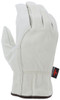 3214_ - 3214L - 23686 - Protective leather work gloves back view – durable grain cowskin leather with wing thumb design for flexibility and comfort during extended
