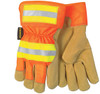 19251_ - 19251L - 830 - High visibility leather palm industrial gloves pair – MCR Safety Group 19251 with premium grain pigskin leather, reflective striping, and 2.5-inch cuff