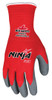 N9680_ - N9680L - 3433 - Back view of 15‑gauge red nylon glove with breathable shell, gray latex coating on palm side, offering comfort, fit, and strong grip