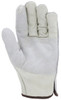 32056DP_ - 32056DPL - 23449 - Leather grip gloves palm view – grain leather double palm and index finger reinforcement enhance durability and grip for material handling applications
