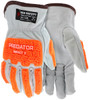 36136_ - 36136L - 48474 - High visibility impact gloves pair – MCR Safety Group 36136 with supple grain goatskin leather and TPR back-of-hand protection