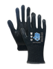 DF-B73R - Guante tejido de blend de HDPE y fibras sintéticas, color negro con recubrimiento de nitrilo espumado negro en palma y TCR entre dedo pulgar e índice