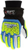PD6982_ - PD6982L - 162443 - Protective impact gloves back view – aqua blue and black water-resistant back with Level 2 TPR impact protection and elastic knit wrist cuff