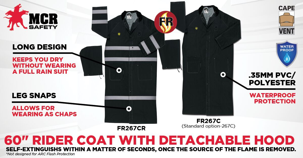 FR267C - Black Waterproof PVC Long Rain Coat