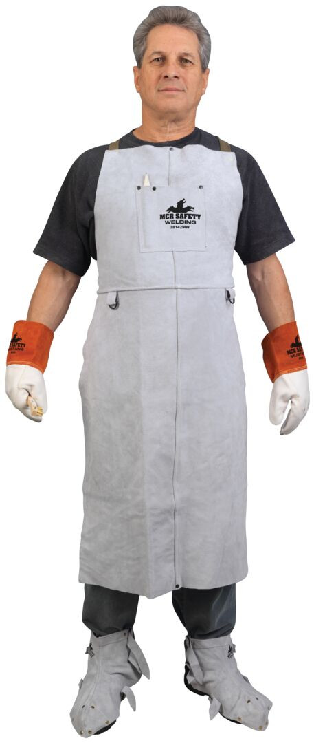 38142MW - Leather Bib Apron with Pocket