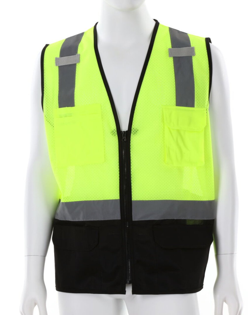 【greengreen】lipstop washer nylon vest CL2MLSZ - Class 2 Mesh Fluorescent Lime Black Safety Vest