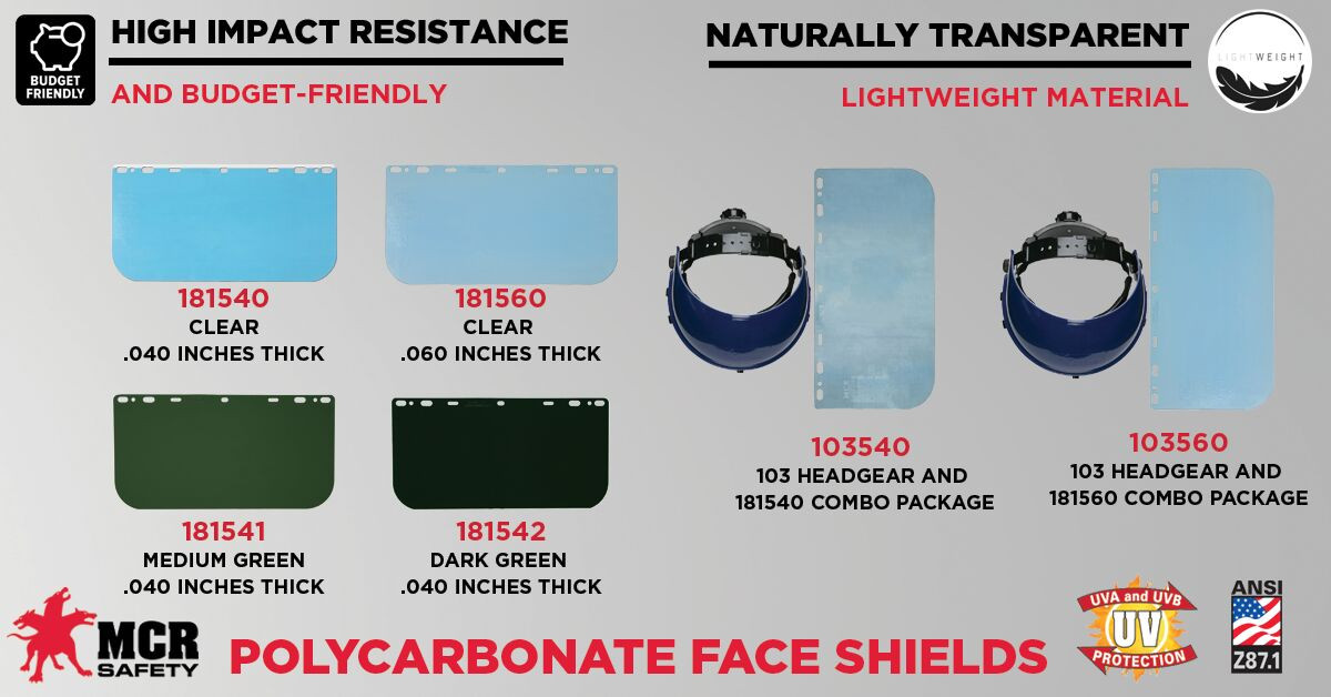 Tyrell fxα 181542 - Polycarbonate Green Safety Face Shields