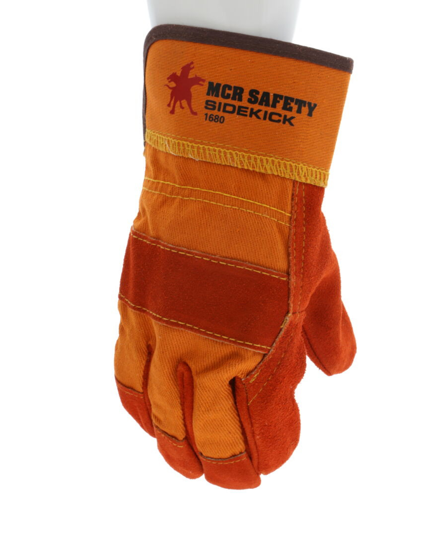 1680 - Split leather Palm Work Gloves with Safety Cuff