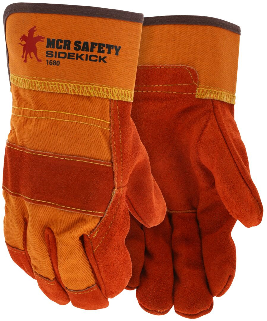 1680 - Split leather Palm Work Gloves with Safety Cuff