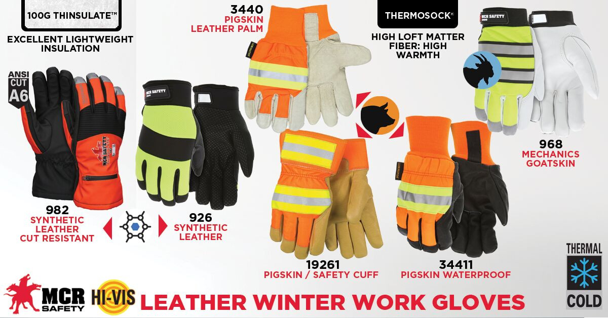3440 - Hi-Visibility Leather Drivers Insulated Work Gloves