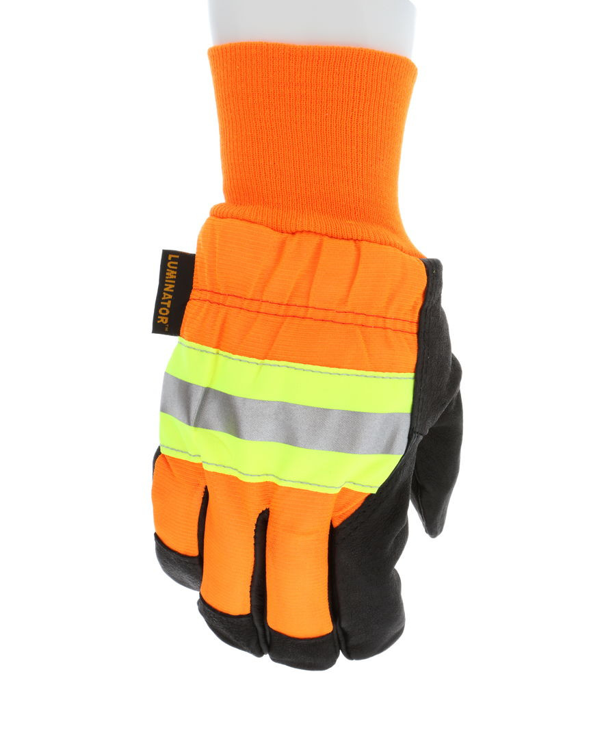 34411 - Hi-Visibility Leather Drivers Insulated Work Gloves