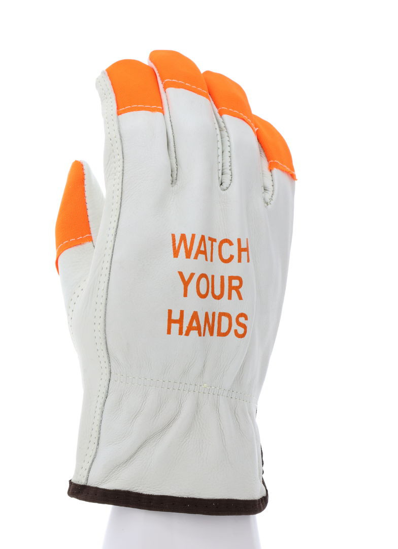 3215HVI - Leather Drivers Work Gloves Orange Tips