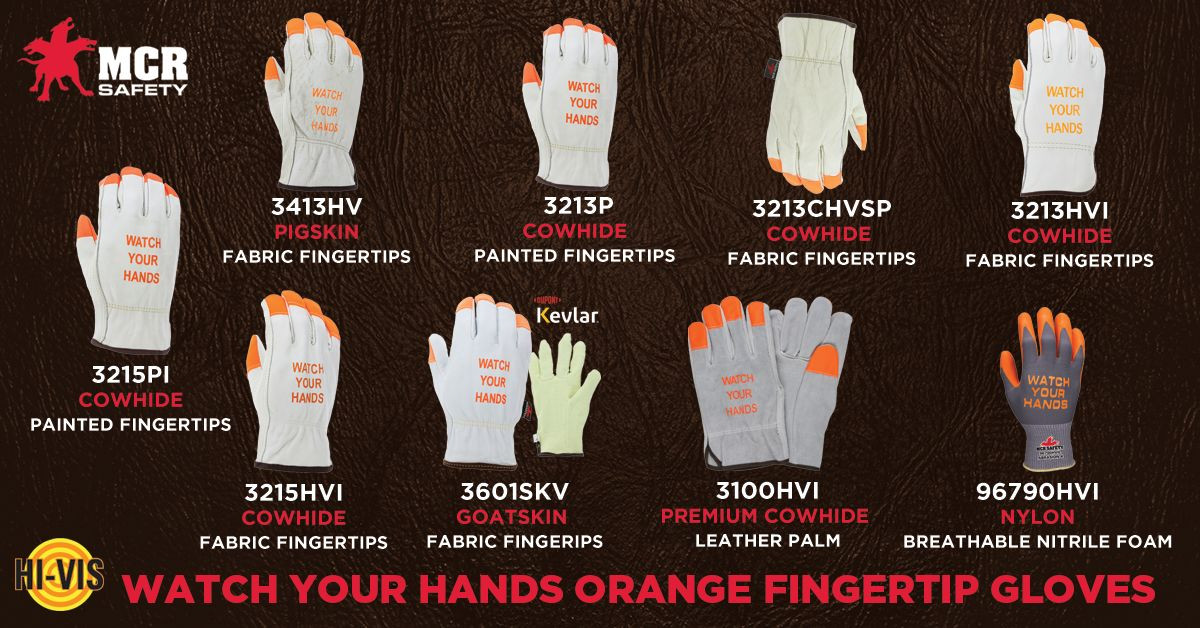 3215HVI - Leather Drivers Work Gloves Orange Tips