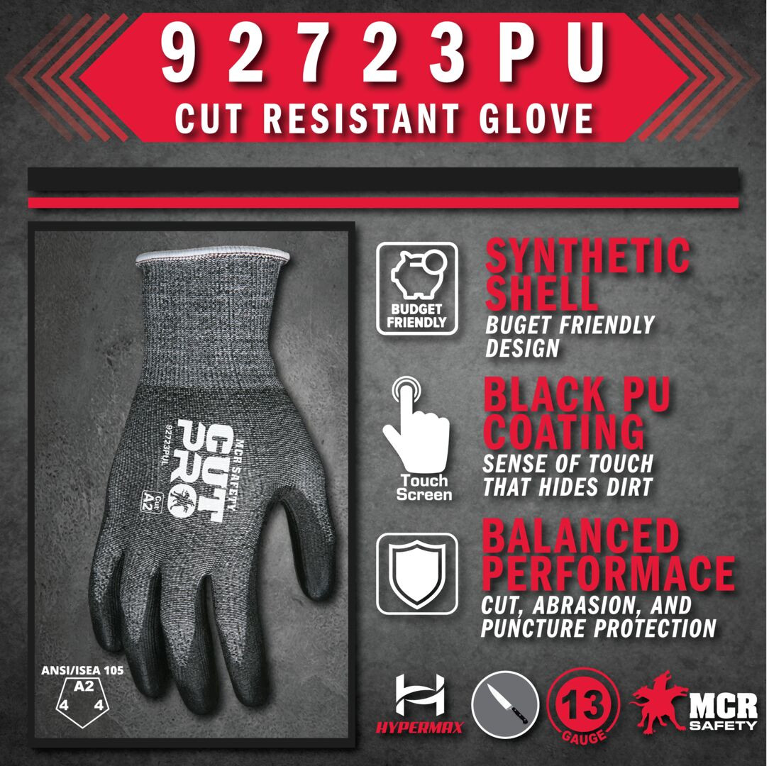 M 92723PU - PU Coated Cut Resistant Work Gloves
