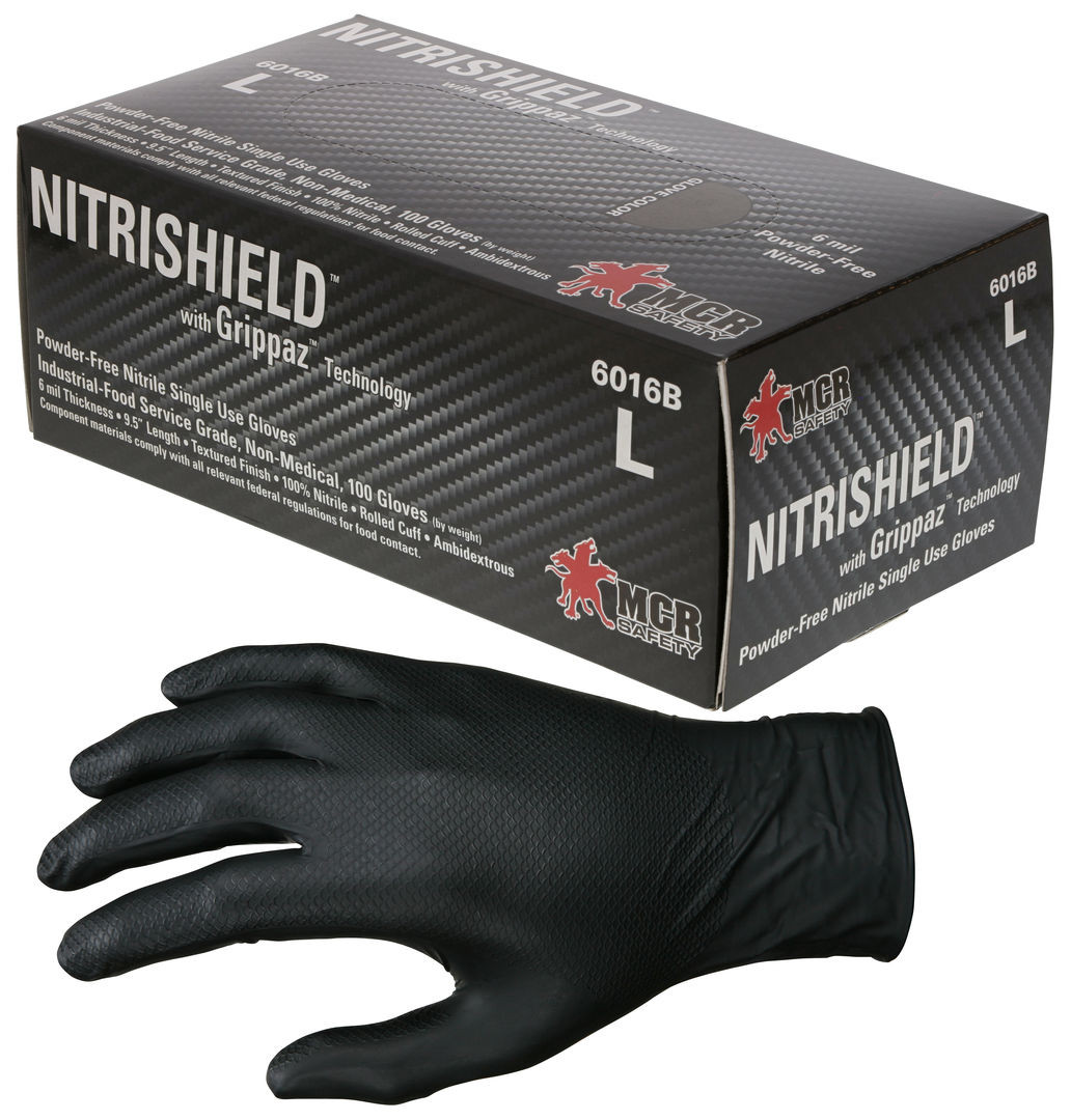 6016B - Powder Free Black Disposable Nitrile Gloves