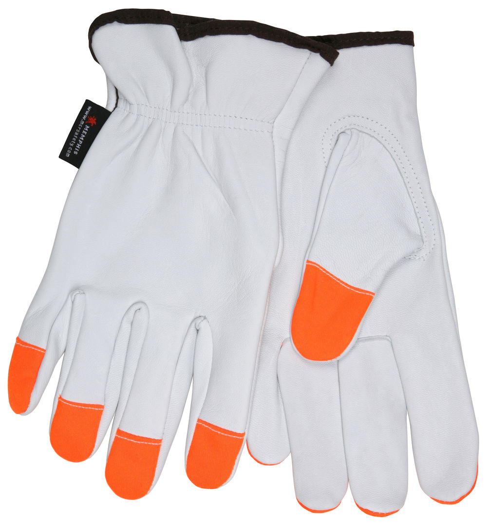3613HVI - Goatskin Drivers Work Gloves Orange Tips