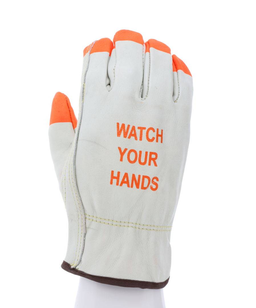 3215PI - Leather Drivers Work Gloves Orange Tips
