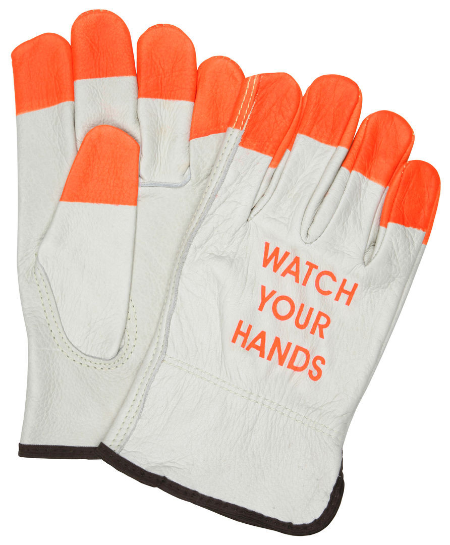 3215PI - Leather Drivers Work Gloves Orange Tips