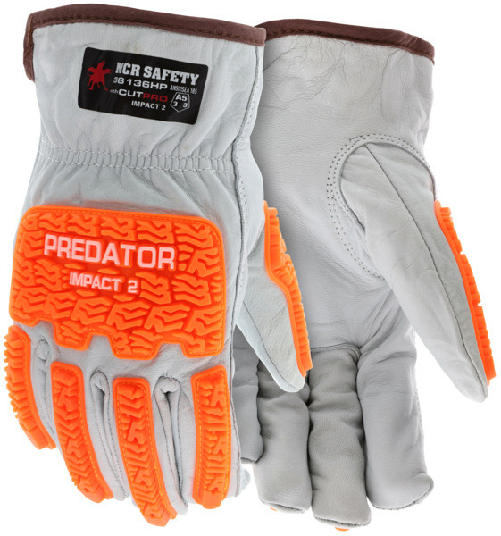 36136HP - Goatskin Leather Cut Resistant Drivers Work Gloves TPR Back