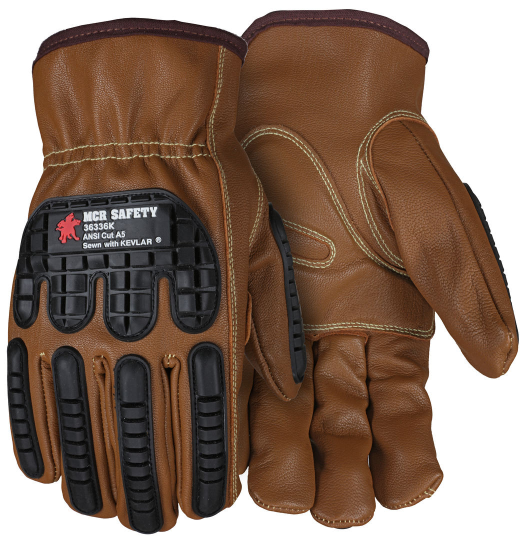 36336K - Oil Block Goatskin Leather Drivers Work Gloves TPR Back