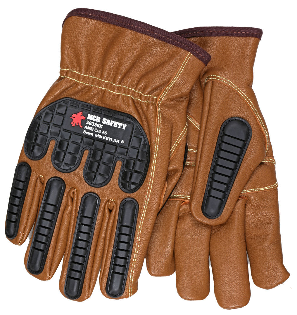 36336K - Oil Block Goatskin Leather Drivers Work Gloves TPR Back