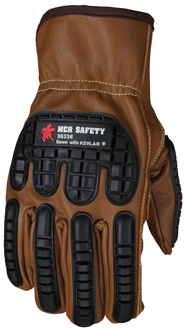 36336 - Oil Block Goatskin Leather Drivers Work Gloves TPR Back