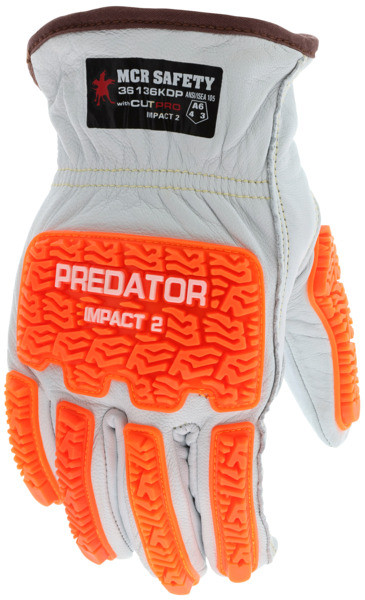 36136KDP - Goatskin Leather Cut Resistant Drivers Work Gloves TPR Back