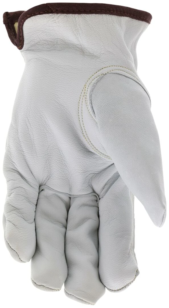 PROSG Leather Work Gloves – 100% Grain Cowhide, Reinforced Palm, Elastic Wrist, For Gardening, Construction, Driving & DIY (1 Pair, Unisex)