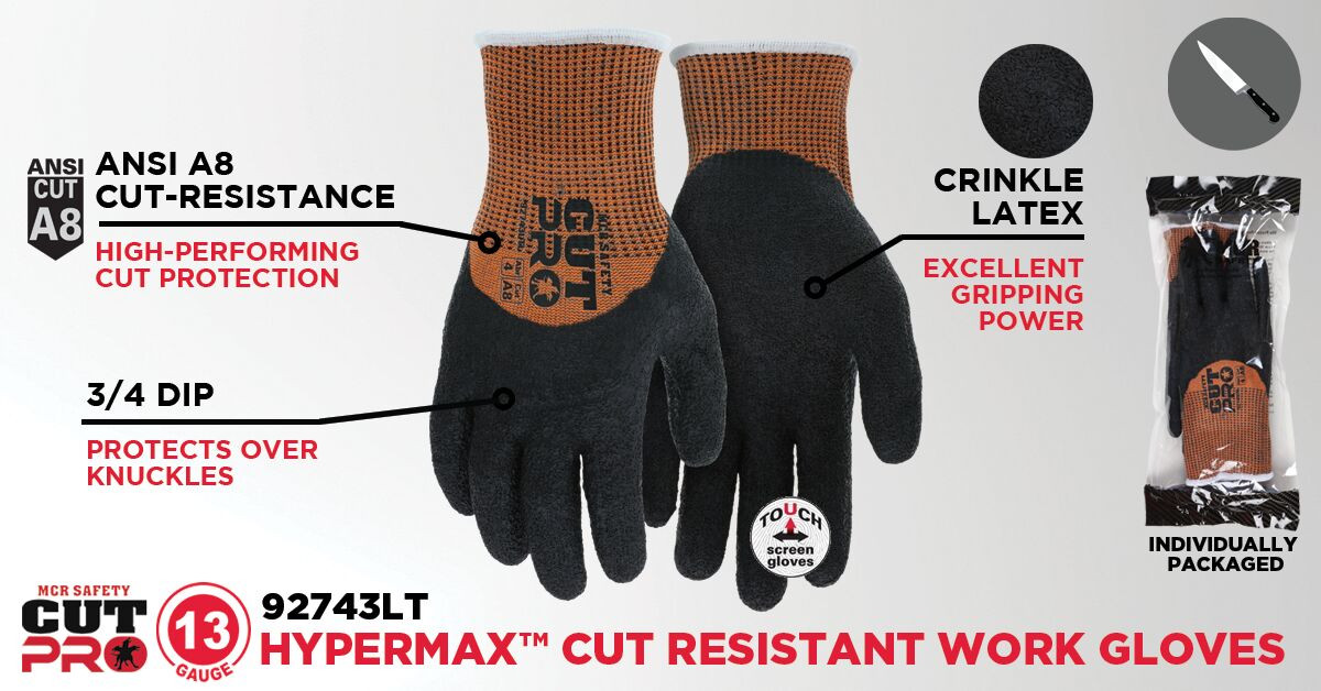 92743LT - Latex Coated Cut Resistant Work Gloves