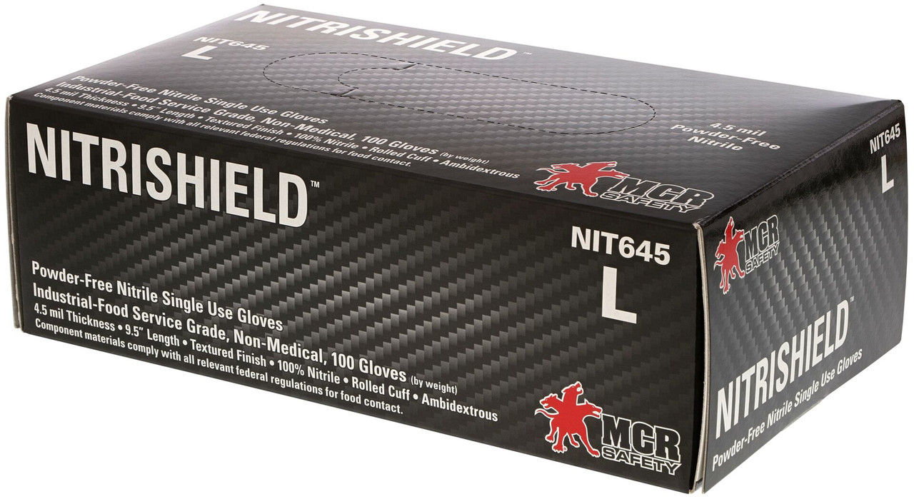 NIT645L - Powder Free Black Nitrile Disposable Gloves