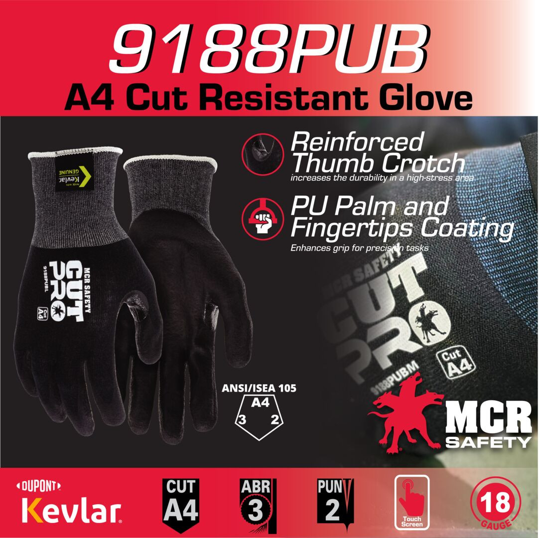 9188PUB - Black Kevlar® Cut Resistant Work Gloves