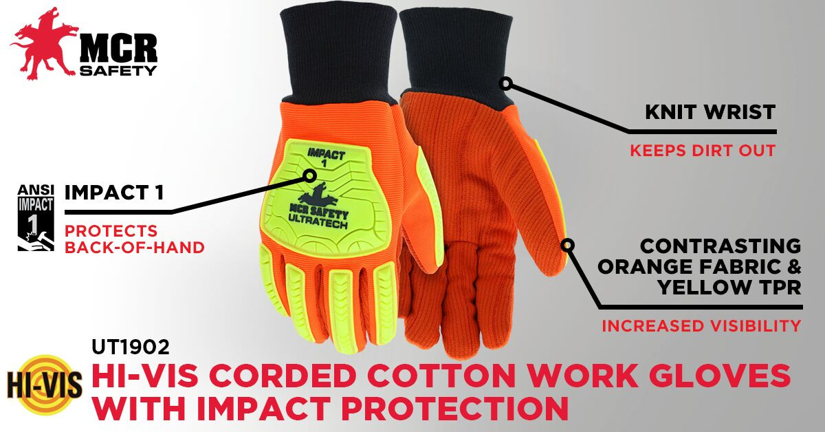 UT1902 - Cotton Corded Palm Impact Work Gloves