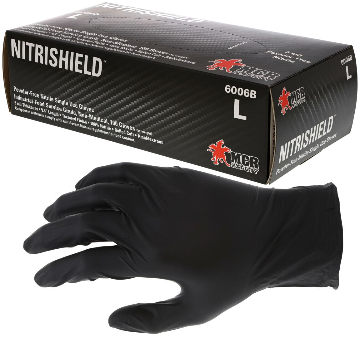 6006B - Black Disposable Nitrile Gloves